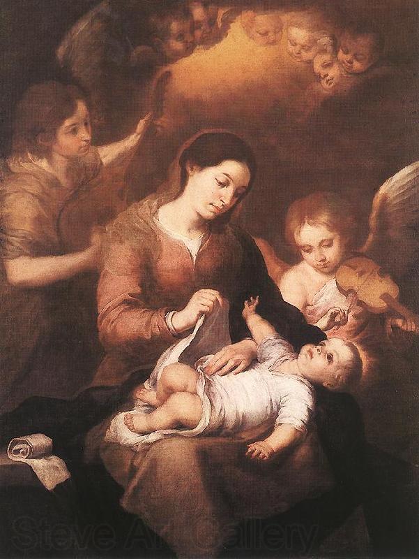 MURILLO, Bartolome Esteban Mary and Child with Angels Playing Music sg Germany oil painting art